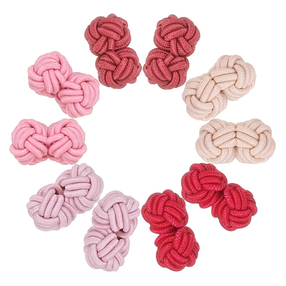 Uxcell 5 Pairs Silk Knot Cufflinks, Elastic Fabric Shirt Cufflinks, Twist Knot Dress Accessories Cuff Link for Men, Women, Business, Gift, Wedding, Beige/Pink/Dark Pink/Rose Red/Crimson