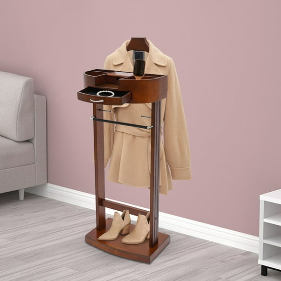 Wood Suit Rack, Freestanding Clothing Valet Stand, Valet Stand