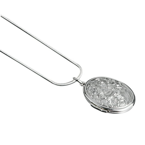 Daolelai Fashion 925 Sterling Silver Rose Round Small Locket Necklace Box Snake Chain Jewelry