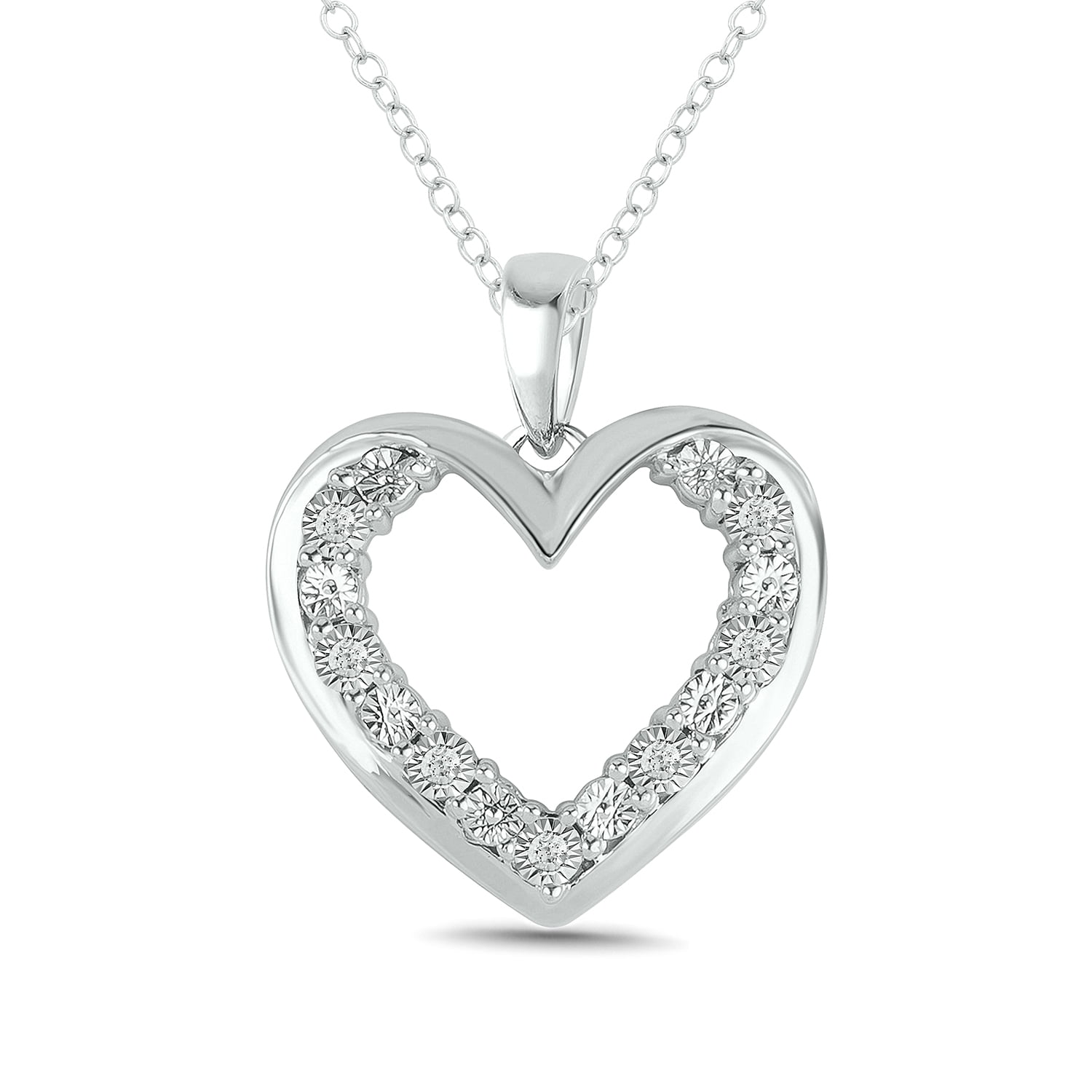 Cali Trove Yellow Gold Plated Sterling Silver Round White Diamond Accent Heart Pendant Necklace 