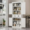 thumbnail image 2 of Lacoo 72'' Tall Pantry Cabinet with 4 Doors, Adjustable Shelves & Large Drawer, Storage Cabinet for Kitchen, Dinging Room, Living Room, White, 2 of 7