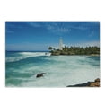 thumbnail image 1 of Lighthouse Cutting Board, Tropical Island Palm Trees Rocks Wavy Seaside Beach Ocean, Decorative Tempered Glass Cutting and Serving Board, Small Size, Blue White Green, by Ambesonne, 1 of 1