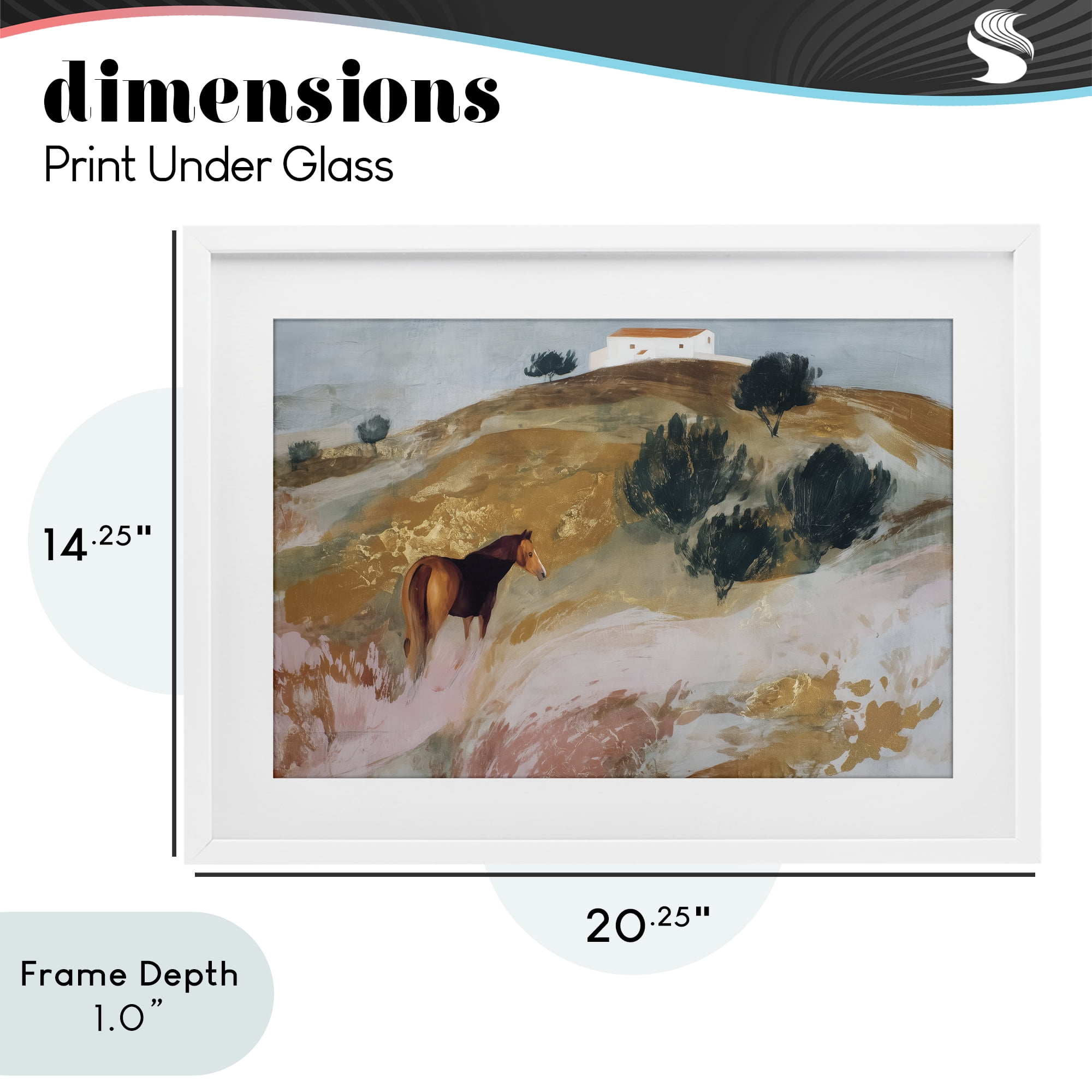 Stupell Industries Horse in Tuscan Countryside White Framed Print Under Glass, design by Chromatic Storm Studio