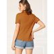 thumbnail image 5 of Camisa De Manga Corta Allegra K Suave Con Botones Y Cuello Peter Pan Naranja quemada S, 5 of 6