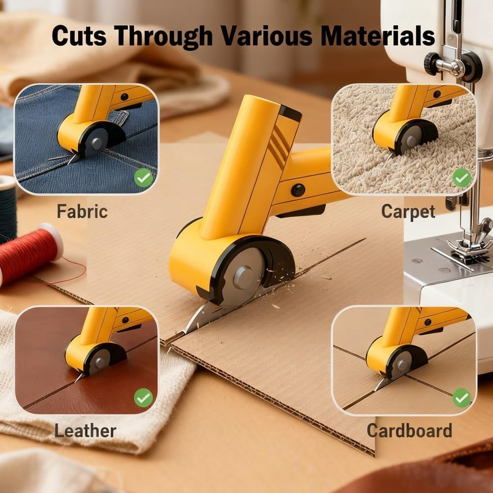 Rechargeable High-Speed Cardboard Cutter, Adjustable Speed Cordless Box Cutter with Safety Lock, Electric Scissors for Cardboard, Fabric, Leather, Carpet