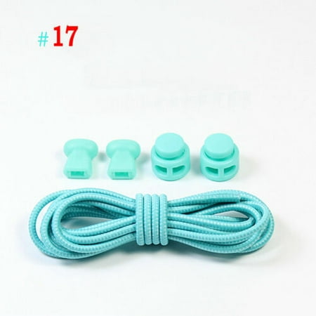 

No Tie Shoe Laces Lazy Elastic Round Shoelaces Lock Adults Kids Sports Trainers
