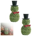 thumbnail image 5 of Snowman Topiary Christmas Decor 15.75 Inch Artificial Snowman Shaped Tree with Red Bow Santa Hat Boxwood Topiaries for Indoor Outdoor Home Porch Table Decorations, 1PC, 5 of 7