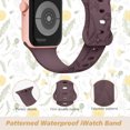 thumbnail image 2 of ELEHOLD Soft Silicone Floral Pattern Engraved Sport Women Strap Replacement Band Compatible for Apple iWatch Series SE/9/8/7/6/5/4/3/2/1 Ultra 2/1 42/44/45/49mm,Purple, 2 of 5
