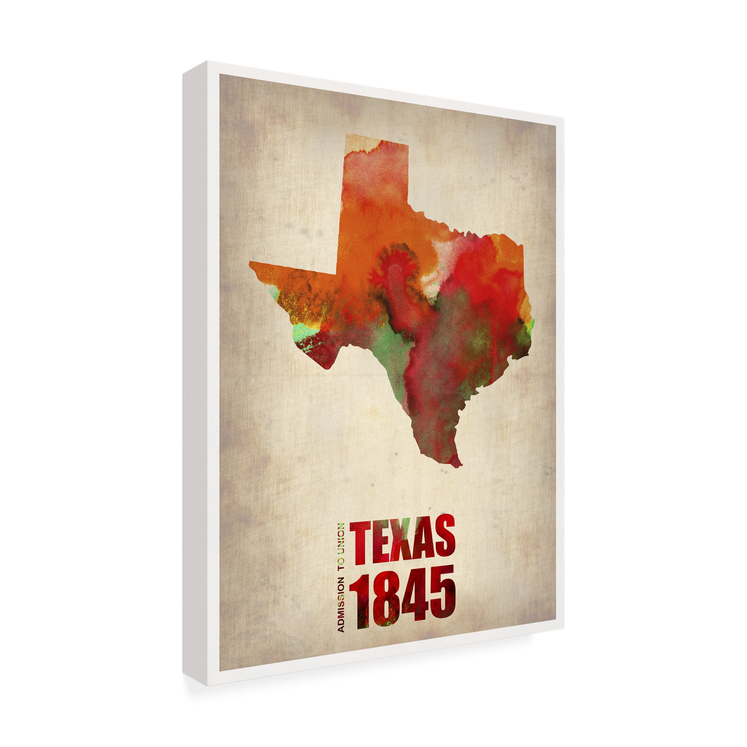 Trademark Fine Art "Texas Watercolor Map" Canvas Art by Naxart
