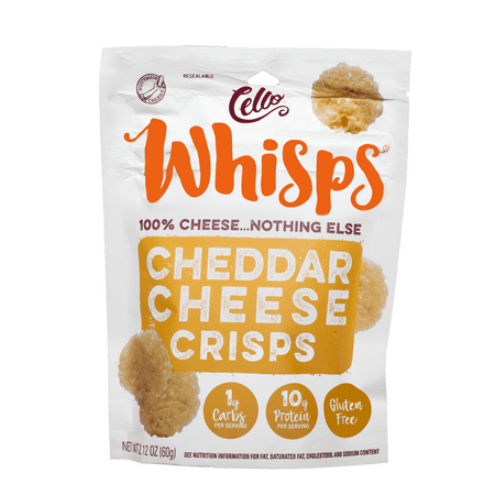 Gourmet Cheese Crisps - Cello Whisps Cheese Crisps, Cheddar Crisps, 2.12oz