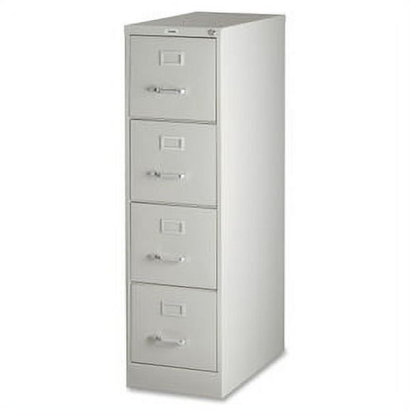 Lorell Vertical file - 4-Drawer 15" x 25" x 52" - 4 x Drawer(s) for File - Letter - Vertical - Security Lock, Ball-bearing Suspension, Heavy Duty - Light Gray - Steel - Recycled