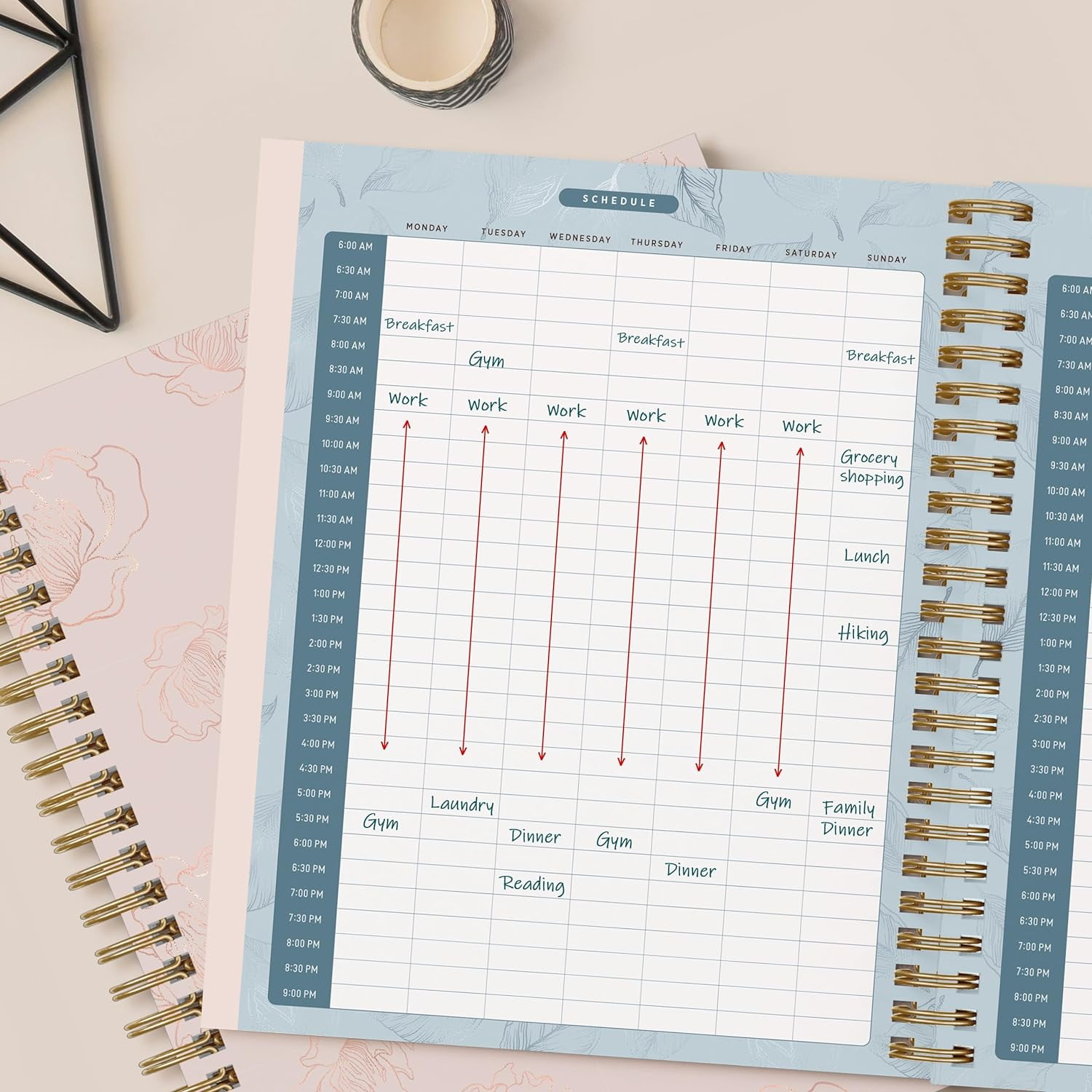 Bright Day Calendars Rose Gold Floral Planner, 2024 Weekly and