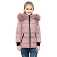 thumbnail image 4 of MKOSPLRT Kid's Winter Coats Zip Up Quilted Puffer Coat Casual Solid Jacket Thicken Warm Fashion Outwear with Faux Fur Hood 5-14Y, 4 of 4