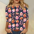 thumbnail image 1 of Jinhomg Chemises Mignonnes pour Femmes pour les Fêtes 2025 Jour de Pâques Œufs Colorés T-Shirts Graphiques Grande Taille Confortables Manches 3/4 Col Rond Tuniques Soldes Multicolore P, 1 of 5