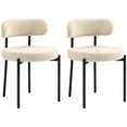 thumbnail image 1 of HOMCOM Dining Chairs Set of 2 Kitchen Chairs with Steel Legs, Beige, 1 of 10