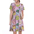 thumbnail image 1 of Bixox Robe d'Été à Manches Courtes pour Femmes Robe Ample Longueur Genou avec Poches-Donuts Mignons, 1 of 7