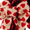 thumbnail image 3 of Corona de San Valentín para puerta de entrada, corona de arpillera con forma de corazón, corona de San Valentín para puerta con lazo de cuadros escoceses, 3 of 5