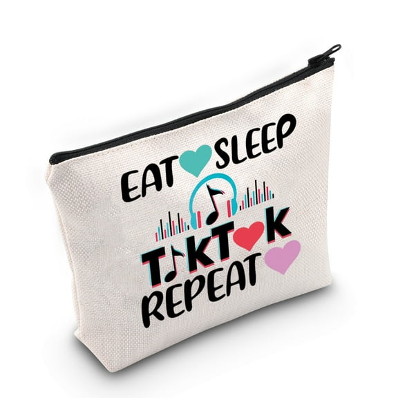 Video Cosmetic Bag Video Fans Gift Eat Sleep Video Repeat Makeup Zipper Pouch Bag For Women Girls