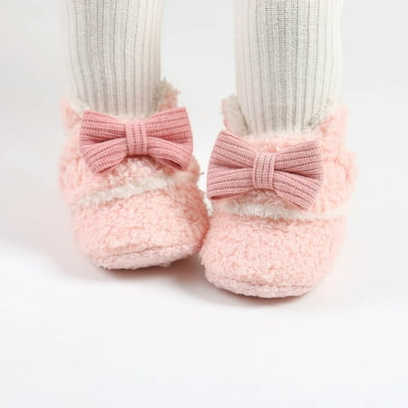 

VEKDONE 2023 Clearance Christmas Gifts Infant Kids Girl s Boots Baby Soft Cotton Shoes Toddler Bow-Knot Warm Shoes