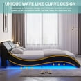 thumbnail image 5 of Queen Bed Frame Wave Like Curve Upholstered Platform Bed Frame with RGB Led Lights Underneath, Strong Wood Slats Support,Black, 5 of 12