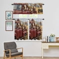 thumbnail image 5 of Kitchen Window Curtains Valance and Tier Set, Retro Farm Cow Barn Truck Rod Pocket Tier Curtains and Valance 3 Piece Set, Pastoral Flower Straw Window Treatment for Bedroom Living Room, 5 of 9