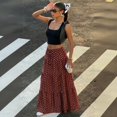 thumbnail image 5 of Polka Dot Skirts for Women Drawstring Elastic High Waisted A Line Pleated Skirts Summer Beach Vacation Maxi Skirts, 2XL, 5 of 5