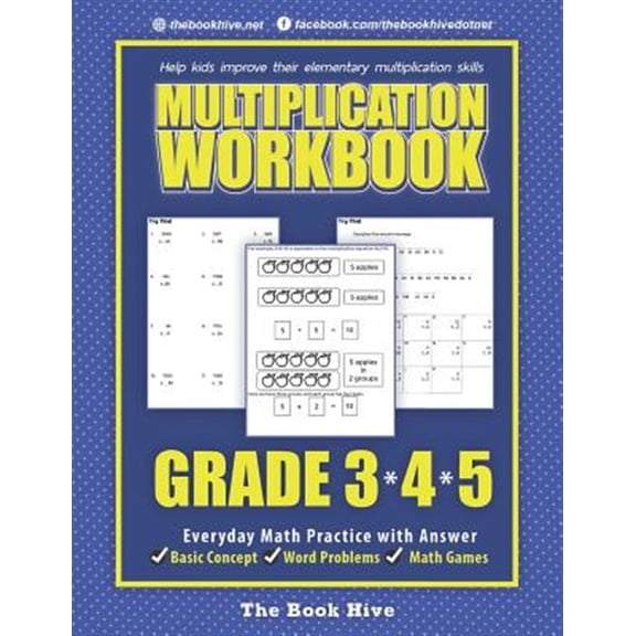 Pre-Owned Multiplication Workbook Grade 3 4 5: Everyday Math Practice with Answer