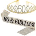 thumbnail image 1 of Women Glittering Rhinestone Letter Print Sash Tiara Set Birthday Party Supplies, 1 of 1