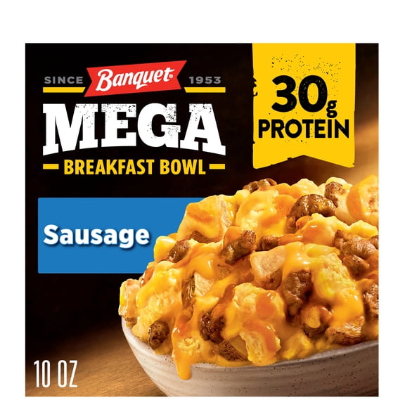 Banquet MEGA Breakfast Bowl Sausage, 30g Protein, Frozen Breakfast Bowl, 10 oz. Bowl