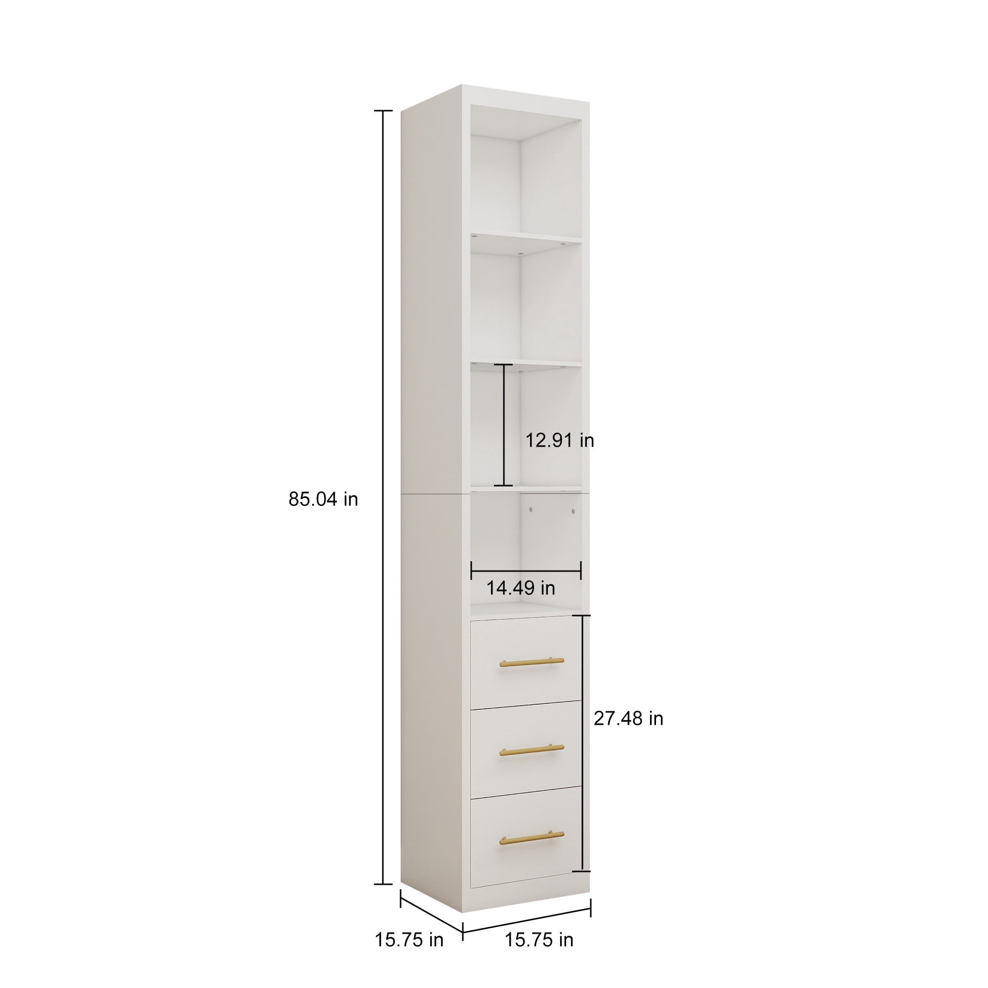 Side Storage Cabinet With Three Drawers for Bedroom, Living Room, Bathroom, 15.75x85.04inch