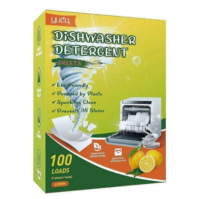 Dishwasher Detergent Sheets 100 Loads, Liquid-Free Dish Soap Cleaner Strips Eco-Friendly No Plastic Dishwasher Pods Detergent, Use in Dishwasher or Si
