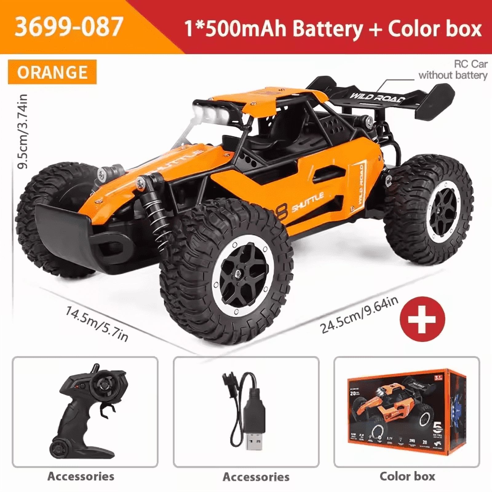 HYPERLIVING RC Off-Road Car 1:16 Scale All Terrain Fast RC Car 20KM/H High Speed 2WD Electric Vehicle with 2.4G Remote Control Monster Truck