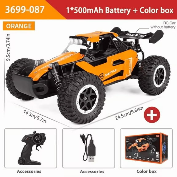 RC Off-Road Car 1:16 Scale All Terrain Fast RC Car 20KM/H High Speed 2WD Electric Vehicle with 2.4G Remote Control Monster Truck
