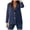 Navy, variant on Women's Notched Lapel One Button Long Sleeve Washed Business Denim Blazer (Light Purple, XL)