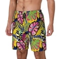 thumbnail image 2 of Daiia Colrful Tropical Leaves Mens Swim Trunks Swim Shorts Quick Dry Swim Shorts with Mesh Lining Pockets-XX-Large, 2 of 9