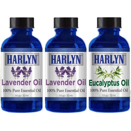 Essential Oil Eucalyptus  Lavender and Lemongrass - Made with 100% Pure Therapeutic Grade Essential Oils 1 oz (30 ml x 3) - Gift Set of 3 by Harlyn Made in USA (FAST DELIVERY)