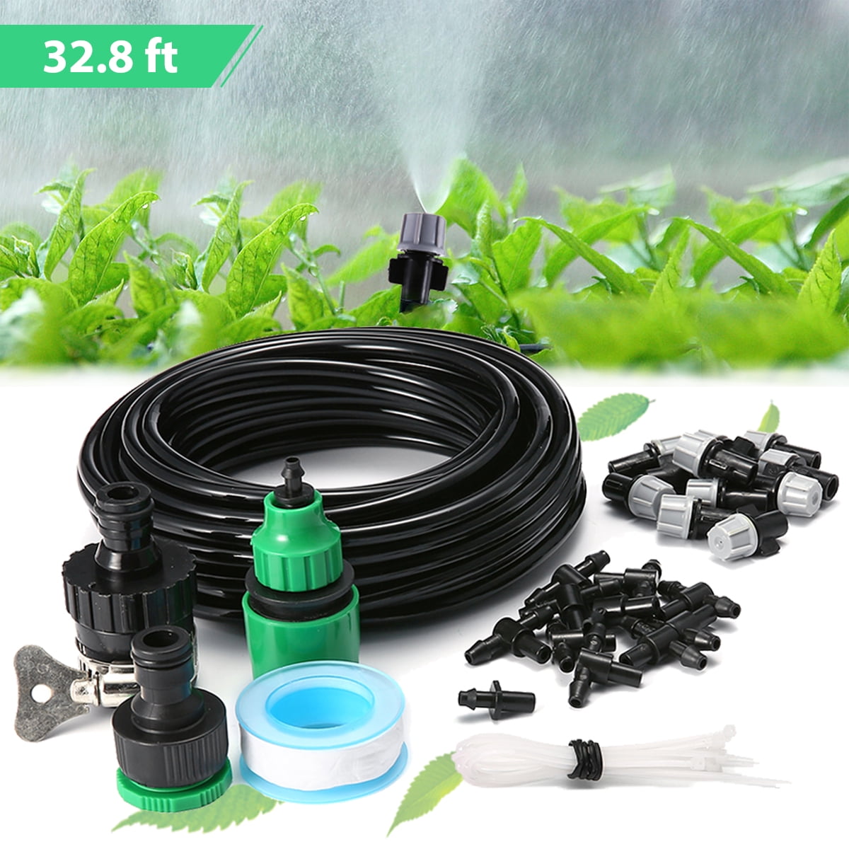 10M 1/4'' hose 10pcs mist Nozzle sprinkler Outdoor Garden Misting Cooling System