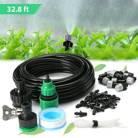 KINGSO 33/50/82ft Micro Drip Irrigation System Kit Home Garden Hose Patio Micro Flow Drip Irrigation Misting Cooling System Plastic Mist Nozzle Sprinkler Micro