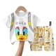 thumbnail image 5 of Traje de verano para niños de puro algodón, camiseta de media manga para niños, ropa deportiva para el hogar, 5 of 6