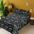 thumbnail image 2 of Ambesonne Exotic Life Fitted & Flat Sheet with Shams 4 Pcs Set, Wild Zebra Tiger Jungle, Calking, Charcoal Grey Pale Ruby, 2 of 5
