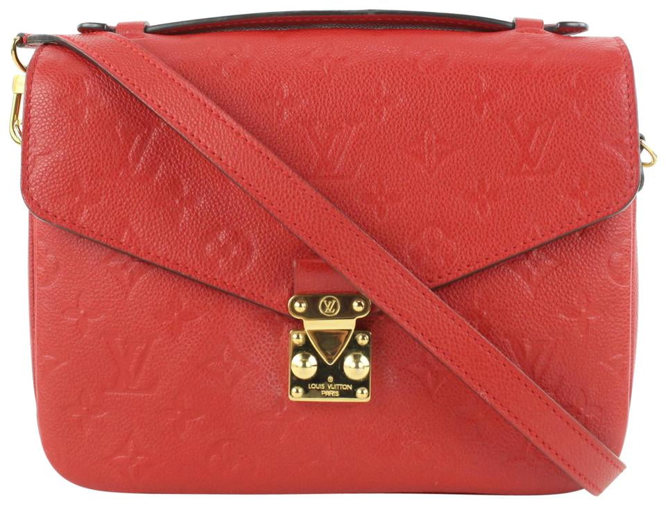 Louis Vuitton Red Empreinte Leather Monogram Pochette Metis Bag 598lvs615