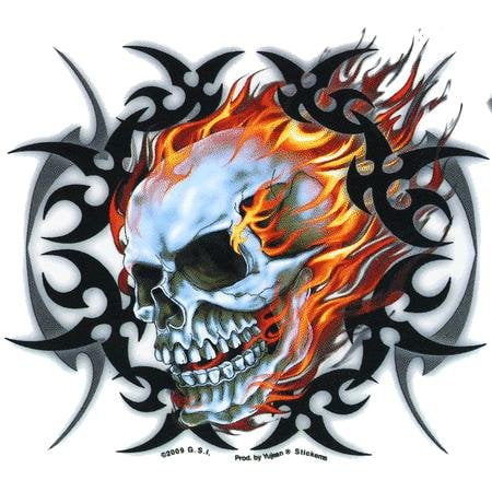 Paint Tribal Flames - Officially Licensed - Tribal Flame Skull - Sticker / Decal