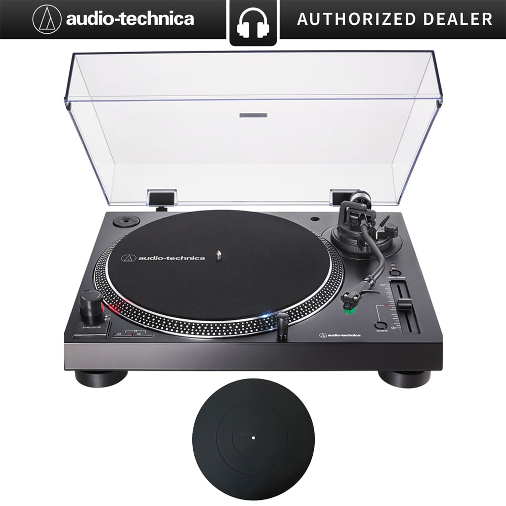 Audio-Technica AT-LP120XUSB-BK Direct-Drive Turntable Analog & USB, Black Bundle with Deco Gear Universal 12" Silicone Rubber Turntable Platter Mat