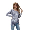 thumbnail image 3 of MintLimit Women's Tie DyeOmbre Long Sleeve Shirts Casual Tunic Tops Twist Hem Blouse, 3 of 5