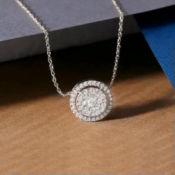 Glamorous 925 Silver Necklace Pendant Cubic Zirconia Women Wedding Jewelry Gift