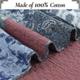 thumbnail image 3 of Cozy Line Country Blue Rose Floral Paisley Garden Cotton 3 Piece Patchwork Quilt Bedding Set, 3 of 7