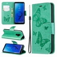 thumbnail image 4 of Allytech Galaxy S9 Plus Case, Slim Fit PU Leather Folio Butterfly Embossed Shockproof Wrist Hand Strap Flip Cards Holder Wallet Case TPU Back Cover for Samsung Galaxy S9+ Plus, Green, 4 of 8