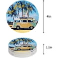 thumbnail image 1 of ZHANZZK Retro Tour Bus on Sandbeach with Palm Trees Set of 6 Round Coaster for Drinks, Absorbent Ceramic Stone Coasters Cup Mat with Cork Base for Home Kitchen Room Coffee Table Bar Decor, 1 of 6