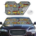 thumbnail image 3 of Lsque Funny Construction Car Windshield Sun Shade | Accordion Folding Style Auto Shade for Car Truck SUV Van | Blocks UV Rays Sun Visor Protector | Medium, 3 of 7