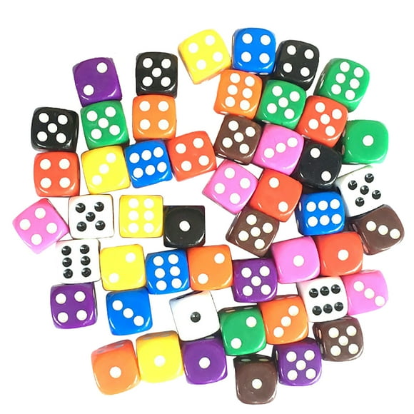 100PCS 0.63in Dice Set 6 Sided Creative Game Dice Acrylic Dice Round Corner Dice